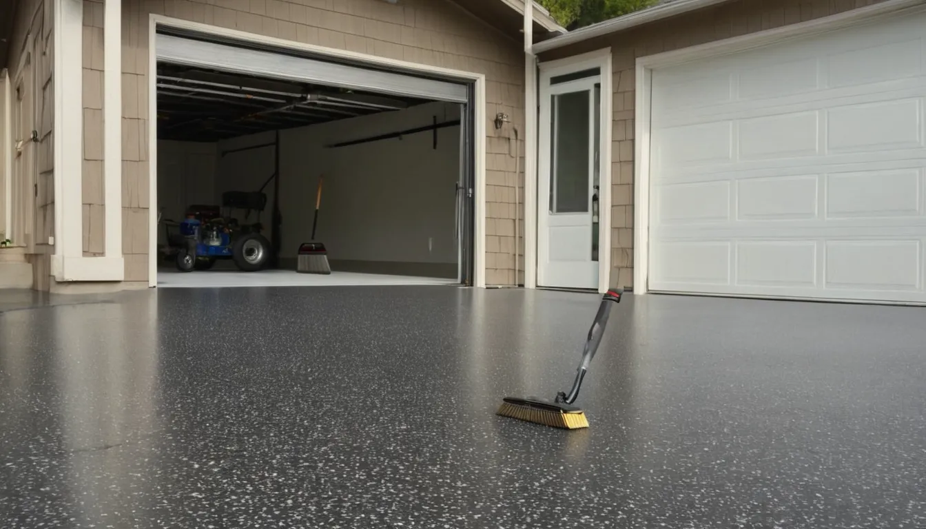 A freshly coated garage floor in a Minneapolis home with a car parked inside